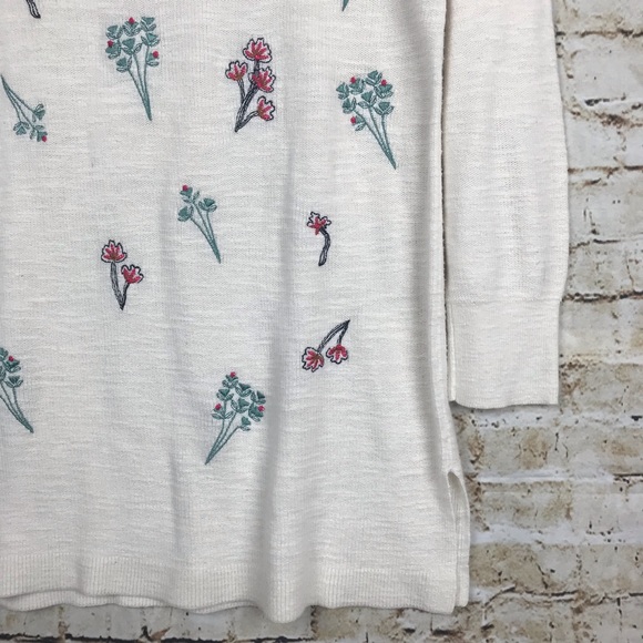 LOFT Embroidered Bouquet Sweater Floral Size XXS - Picture 4 of 7